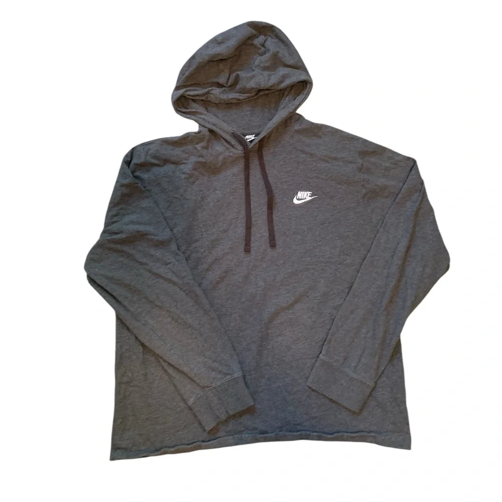 Nike Men’s grey cotton lightweight hoodie size L in grey